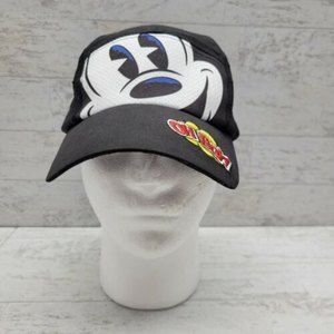 Disney Parks Mickey Mouse 5 Panel Baseball Cap Hat Mesh Strapback Black Oh Boy